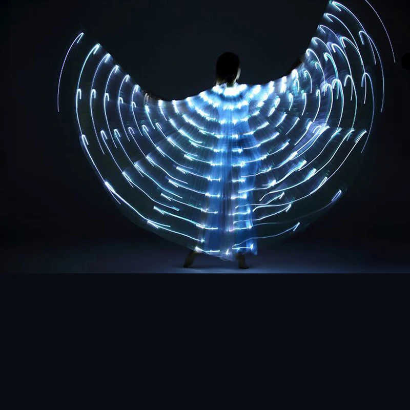 Glowing Light Up Costume Dancing Cloak Belly Dance LED Butterfly Wing Glow Fans For Performance Carnival Party thumbnail 4