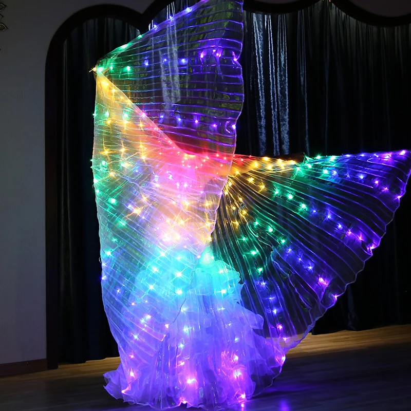 Glowing Light Up Costume Dancing Cloak Belly Dance LED Butterfly Wing Glow Fans For Performance Carnival Party
