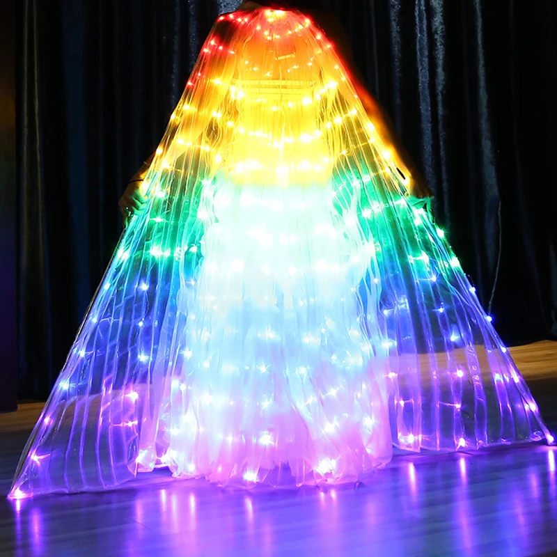 Glowing Light Up Costume Dancing Cloak Belly Dance LED Butterfly Wing Glow Fans For Performance Carnival Party thumbnail 6