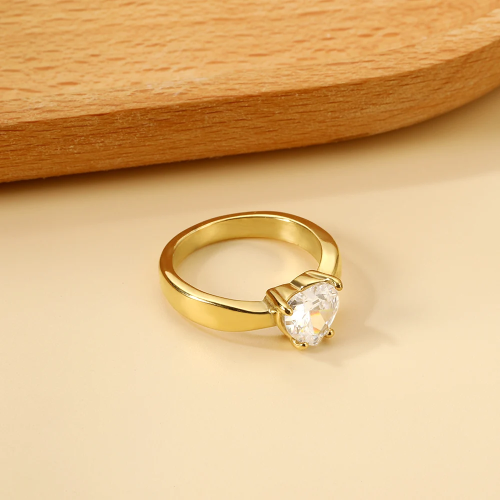 LUXUSTEEL Exquisite Sparkling AAA White Cubic Zircon Stone Rings For Women 316L Stainless Steel Luxury Crystal Wedding Jewerly thumbnail 6