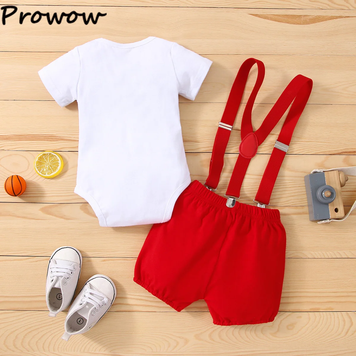 Baby Boys Birthday Outfits Sets Balloon Letter"1" Bodysuit and Y-back Suspender Shorts 1 Year Birthday Baby Cake Smash Clothes thumbnail 4