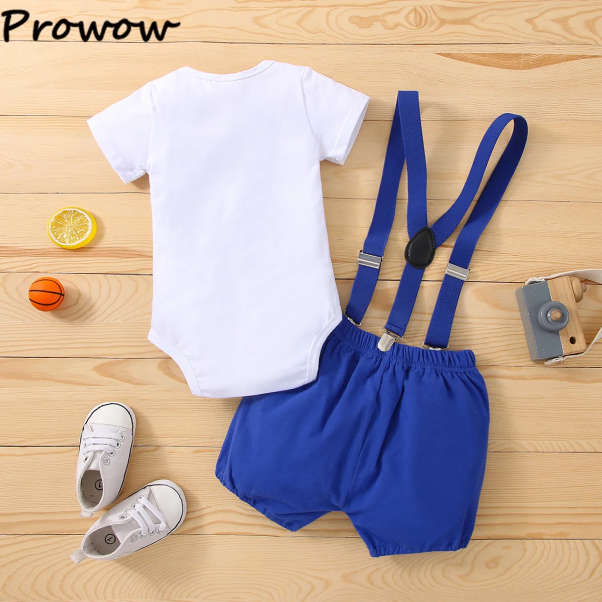 Baby Boys Birthday Outfits Sets Balloon Letter"1" Bodysuit and Y-back Suspender Shorts 1 Year Birthday Baby Cake Smash Clothes thumbnail 6