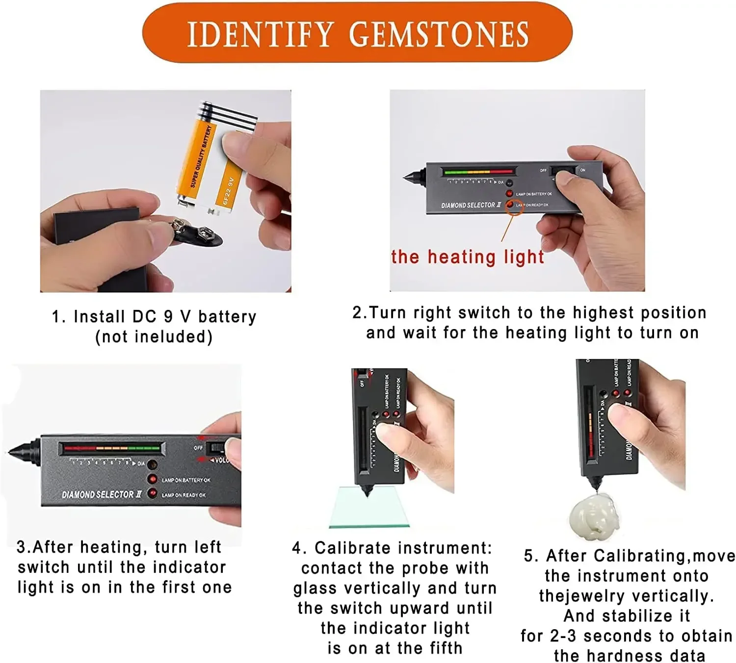 PHYHOO High Accuracy Professional Jeweler Diamond Tester Pen Jewelry Diamond  Selector For Novice and Expert thumbnail 3