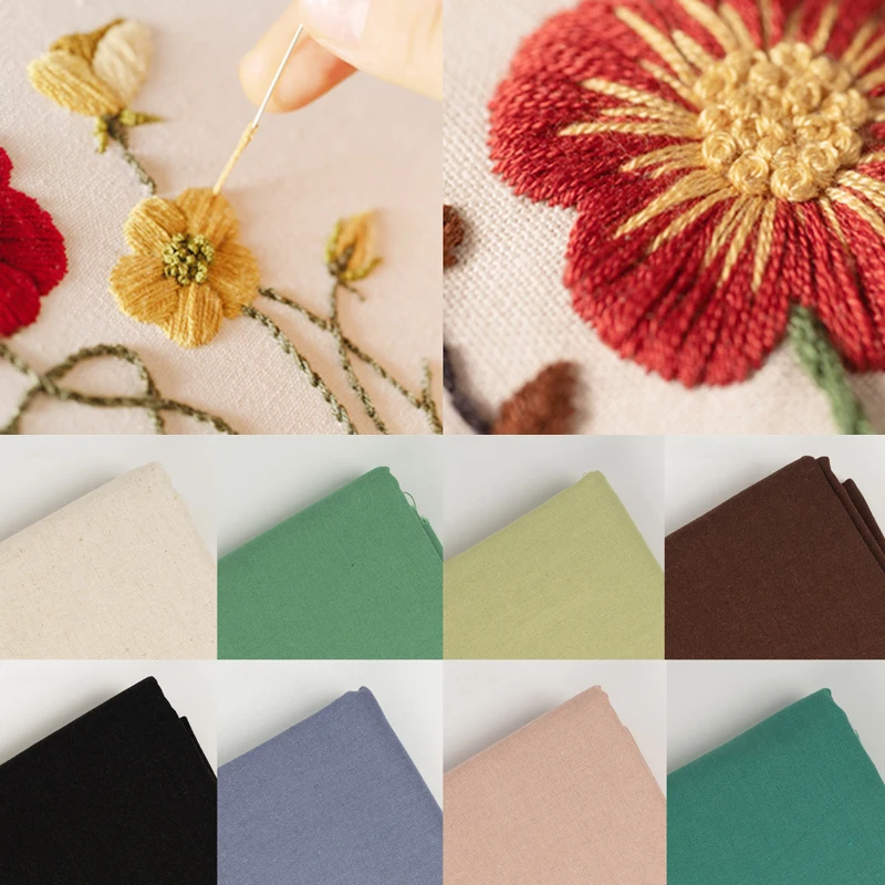 Raw Cloth Cotton Linen Solid Fabric For Needle Embroidered Cross Stich Clothing For Embroidery Needlework Fabric Sewing Supplies thumbnail 3