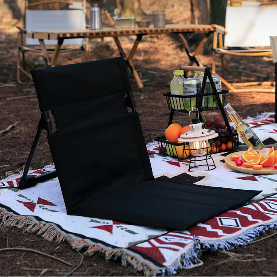 Outdoor Foldable Camping Chair Garden Park Single Lazy Reclining Chair Backrest Cushion Picnic Camping Folding Back Beach Chair thumbnail 6