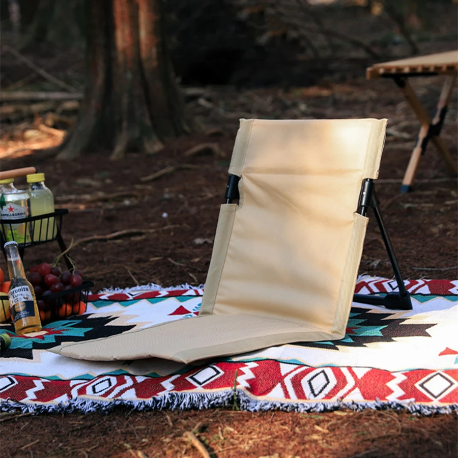 Outdoor Foldable Camping Chair Garden Park Single Lazy Reclining Chair Backrest Cushion Picnic Camping Folding Back Beach Chair thumbnail 4
