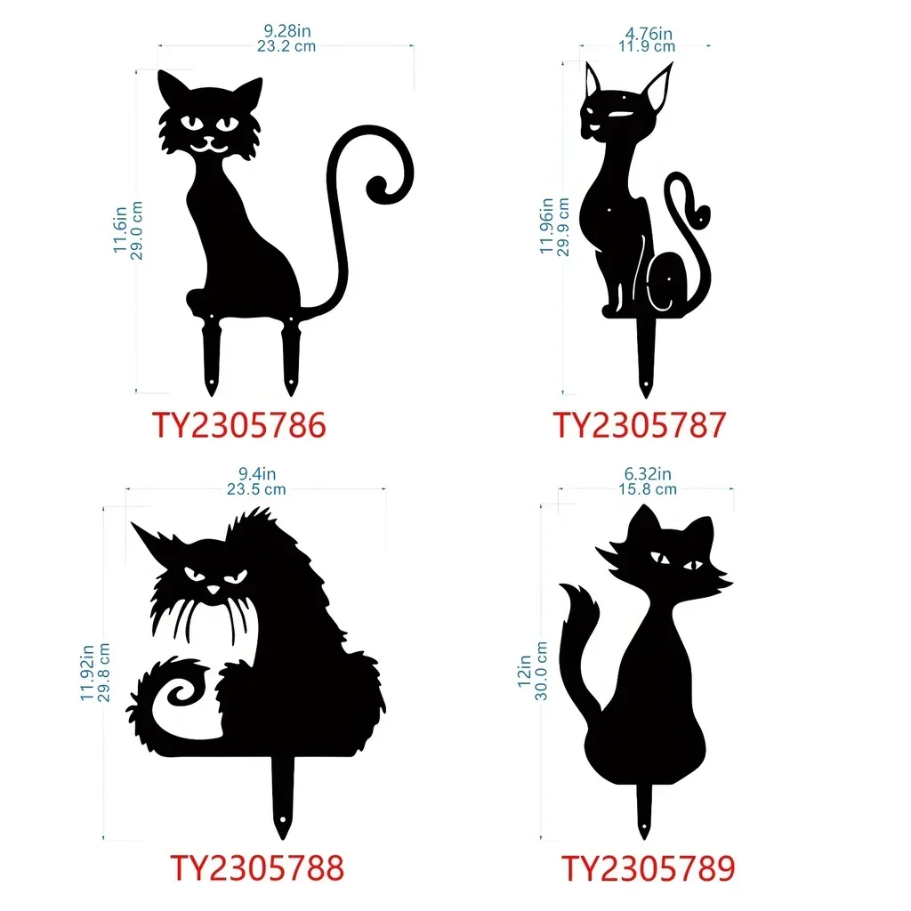 CIFBUY Black Cat Metal Garden Stakes, Outdoor Decorative Stakes, Garden Metal Animal Statues, Silhouette Animal Stakes thumbnail 2