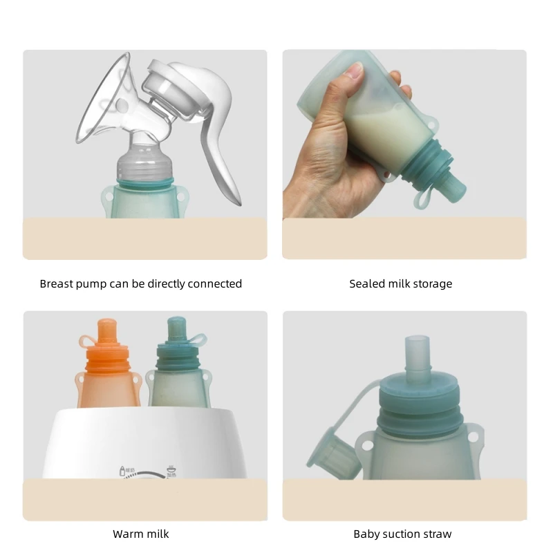 Portable milk storage bag for infants over 6 months food grade silica gel fruit puree bag feeding tableware complementary food thumbnail 3
