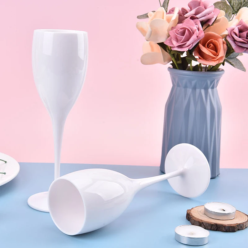 Champagne Flutes Glasse Plastic Wine Glasses Dishwasher-safe White Champagne Glass Restaurant Beer Whiskey Drinkware thumbnail 2