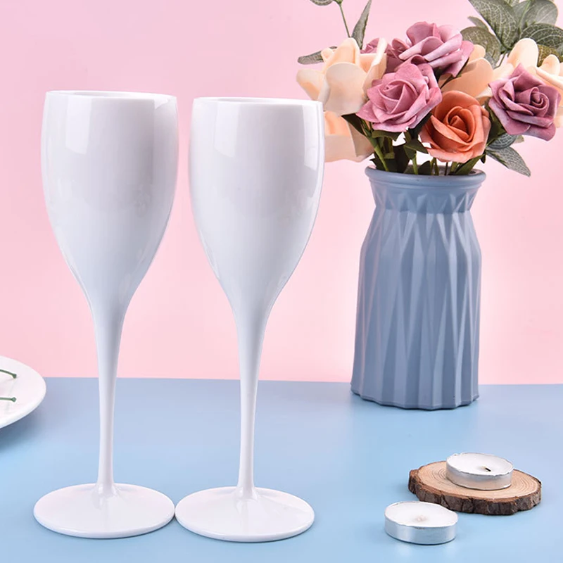 Champagne Flutes Glasse Plastic Wine Glasses Dishwasher-safe White Champagne Glass Restaurant Beer Whiskey Drinkware thumbnail 4