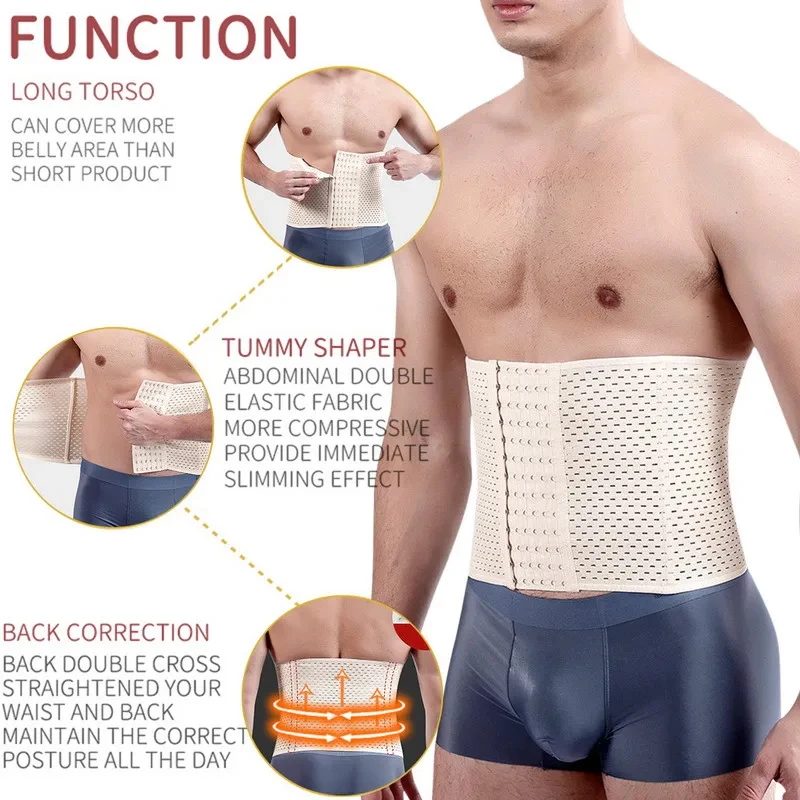 Men Slimming Body Shaper Waist Trainer Trimmer Belt Corset for Abdomen Belly Shapers Tummy Control Fitness Compression Shapewear thumbnail 3