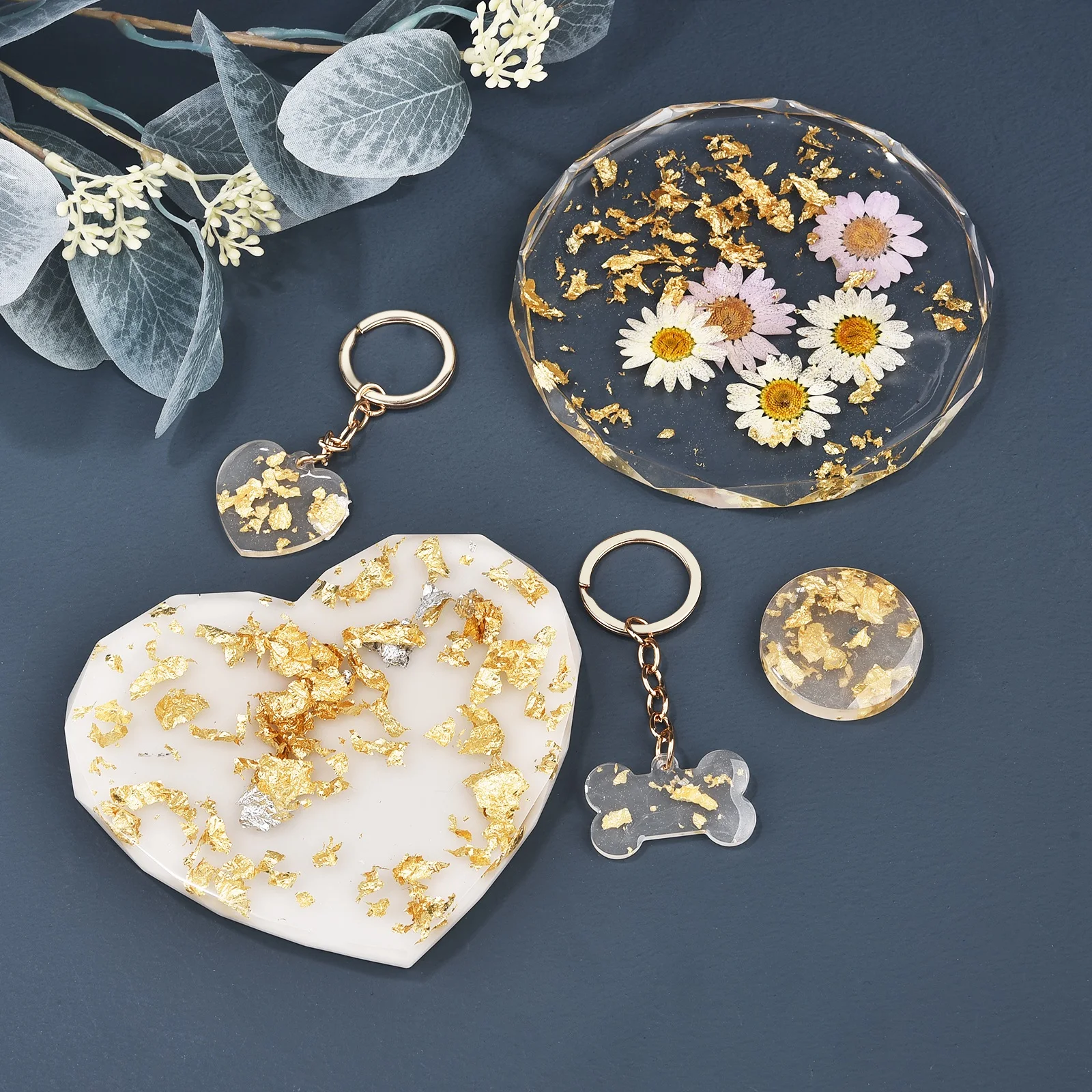 4pcs/set Gold Leaf Flakes Epoxy Resin Filling Confetti Gold Foil DIY Resin Mold Nail Art Candle Jewelry Making Decor Sequins thumbnail 2
