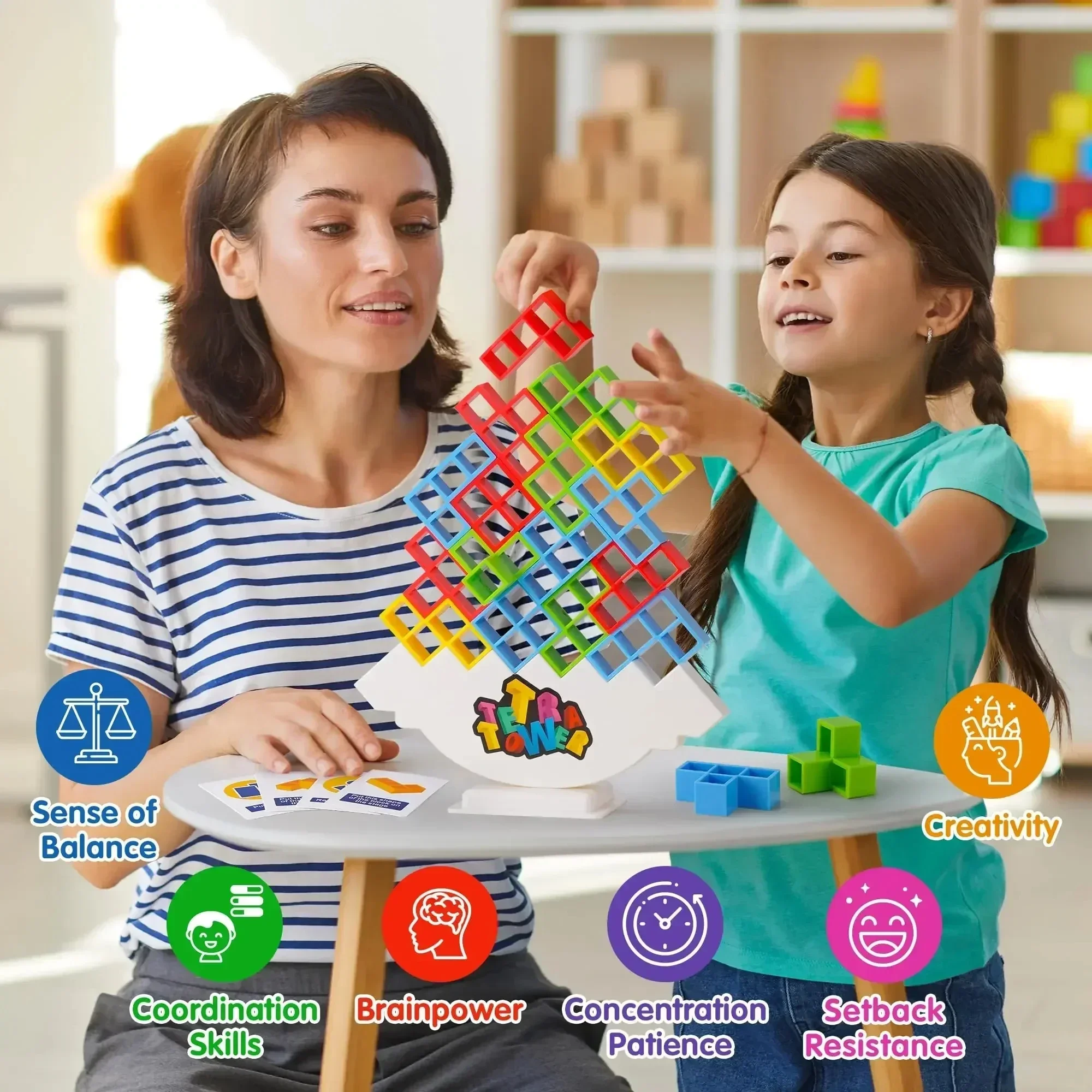 Puzzles Tetra Tower Fun Balance Stacking Building Blocks Board Game for Kids Adults Friends Team Dorm Family Game Night Partie thumbnail 2