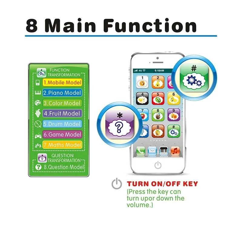 Children Simulation Phone Baby Musical Early Educational Toys English Learning Cellphone with Light Sound Mobile Vocal Toy thumbnail 4