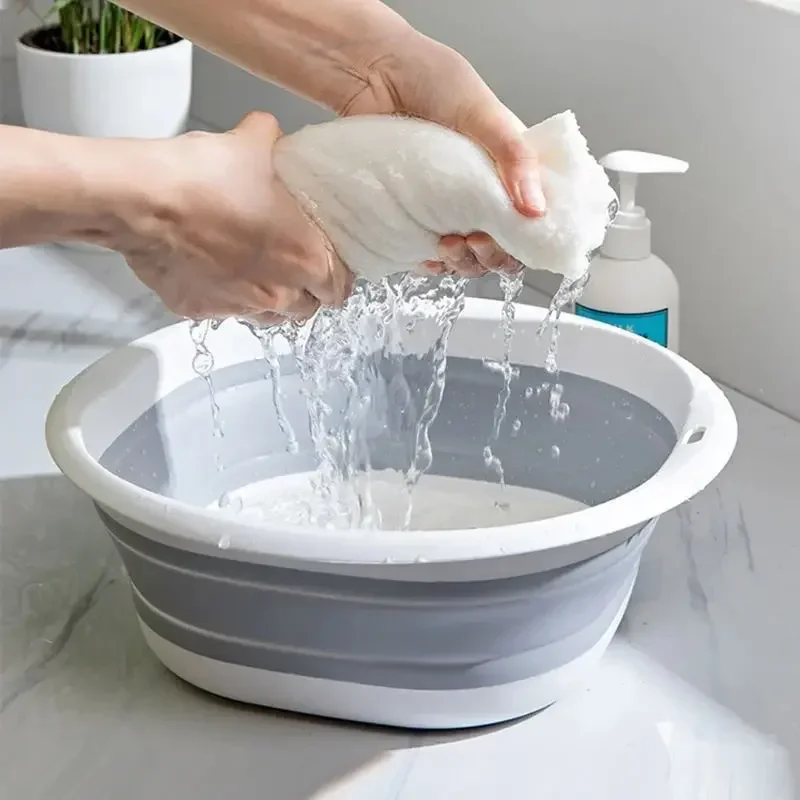 Plastic Folding Basins Portable Wash Basins Folding Laundry Tub Adult Baby Bath Basin Bathroom Kitchen Accessories Wash Basin thumbnail 3