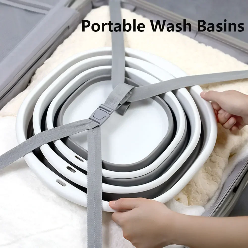 Plastic Folding Basins Portable Wash Basins Folding Laundry Tub Adult Baby Bath Basin Bathroom Kitchen Accessories Wash Basin thumbnail 5