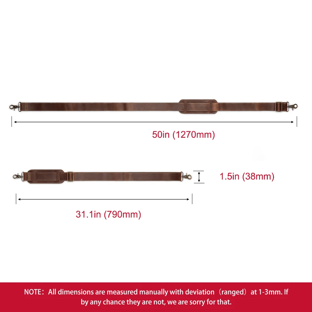127cm Long Adjustable Genuine Leather Bag Strap for Crossbody Solid Color Messenger Shoulder Bag Strap Replacement Accessorie thumbnail 5