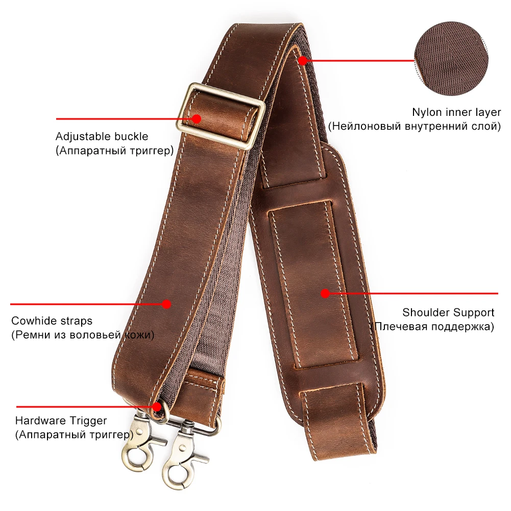 127cm Long Adjustable Genuine Leather Bag Strap for Crossbody Solid Color Messenger Shoulder Bag Strap Replacement Accessorie thumbnail 3