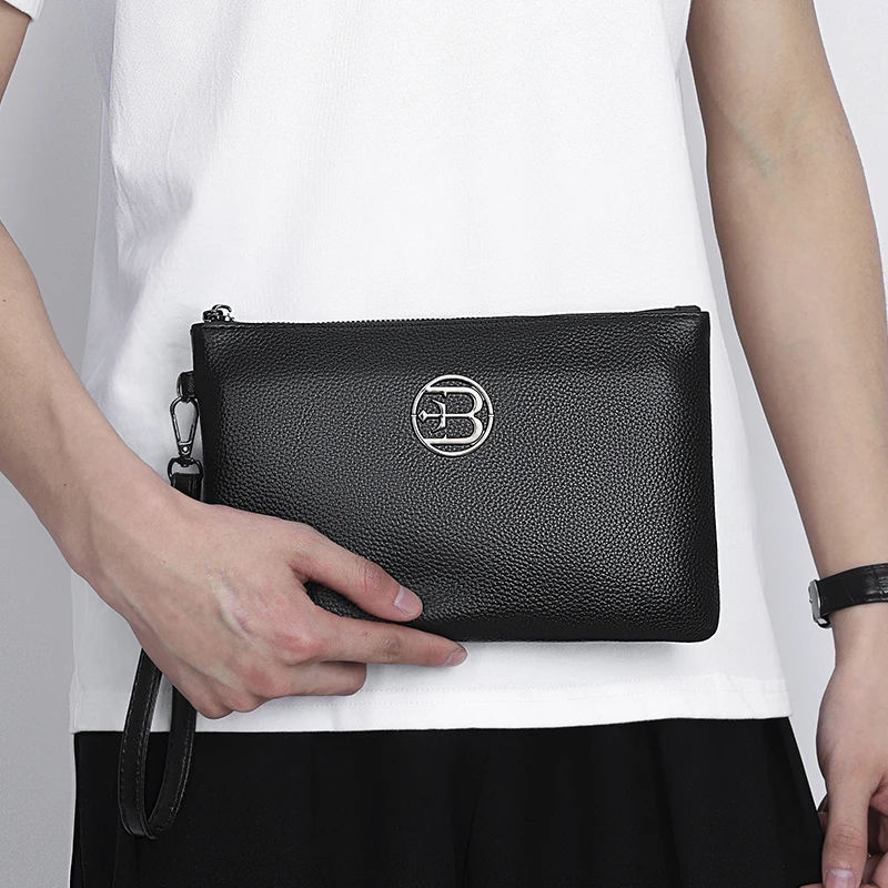Fashion Soft Cow Leather Men Day Clutch Bag Luxury Male Real Leather Cardholder Case High Quality Business Men Money Handbag thumbnail 5