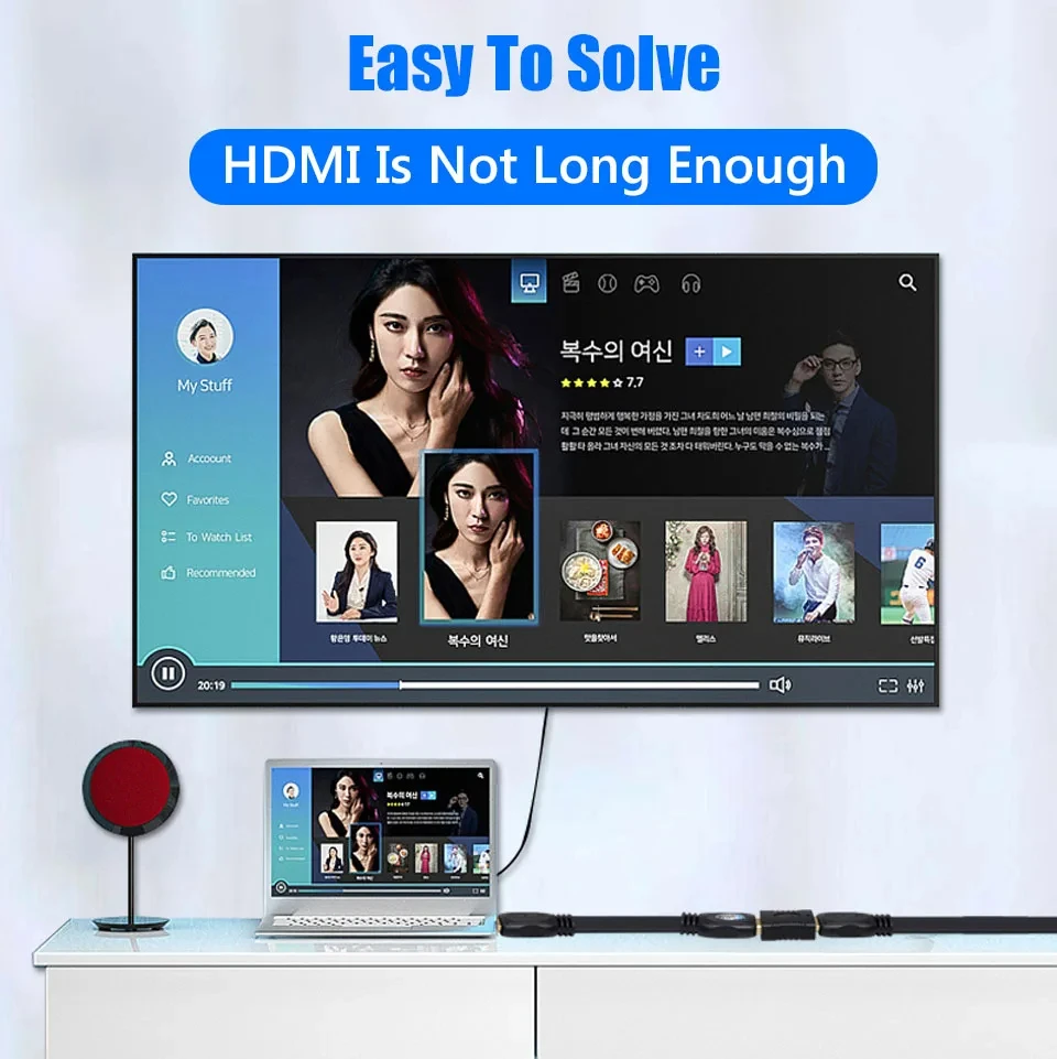 4K HDMI Extender Female To Female Converter Extension Audio Adapter For Monitor Display Laptop PS4/3 PC TV Hdmi Cable Extension thumbnail 3