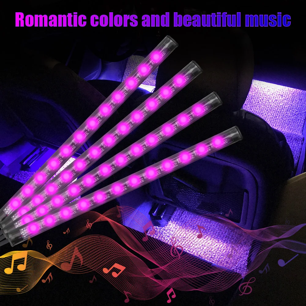12V DIY Car Interior Ambient Mood Lights LED Strips RGB Lamps 24-48 Beads Door Foot Decorative Automotive Accessories Cartronics thumbnail 2