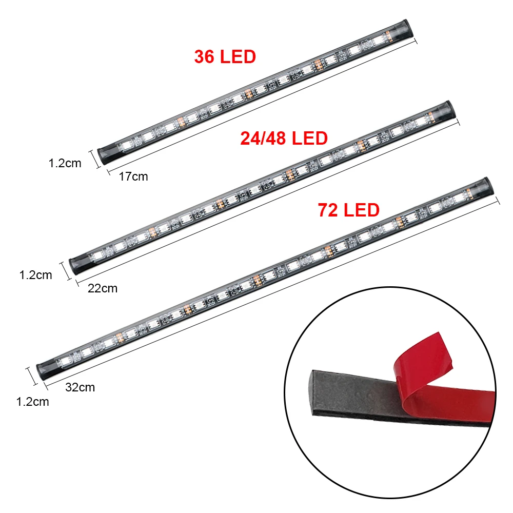 12V DIY Car Interior Ambient Mood Lights LED Strips RGB Lamps 24-48 Beads Door Foot Decorative Automotive Accessories Cartronics thumbnail 6