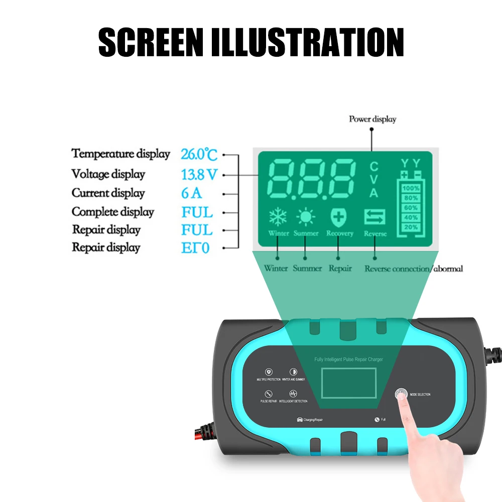 140W 10A 12V Car Battery Chargers EU Plug Adapter 100V-240V Input Pulse Repair Tools Smart Digital Accessories,S2 Charger 12V 2A thumbnail 4