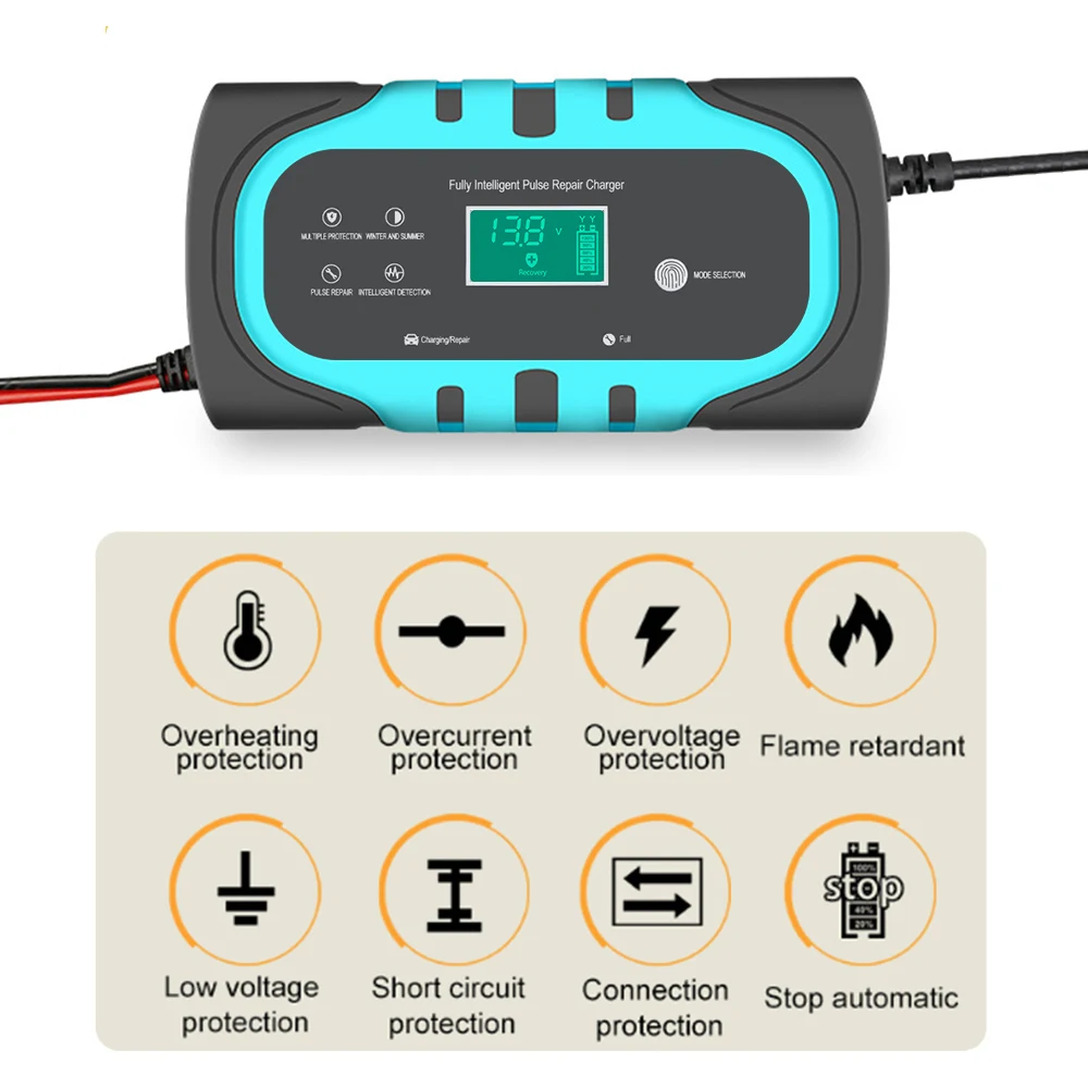 140W 10A 12V Car Battery Chargers EU Plug Adapter 100V-240V Input Pulse Repair Tools Smart Digital Accessories,S2 Charger 12V 2A thumbnail 3