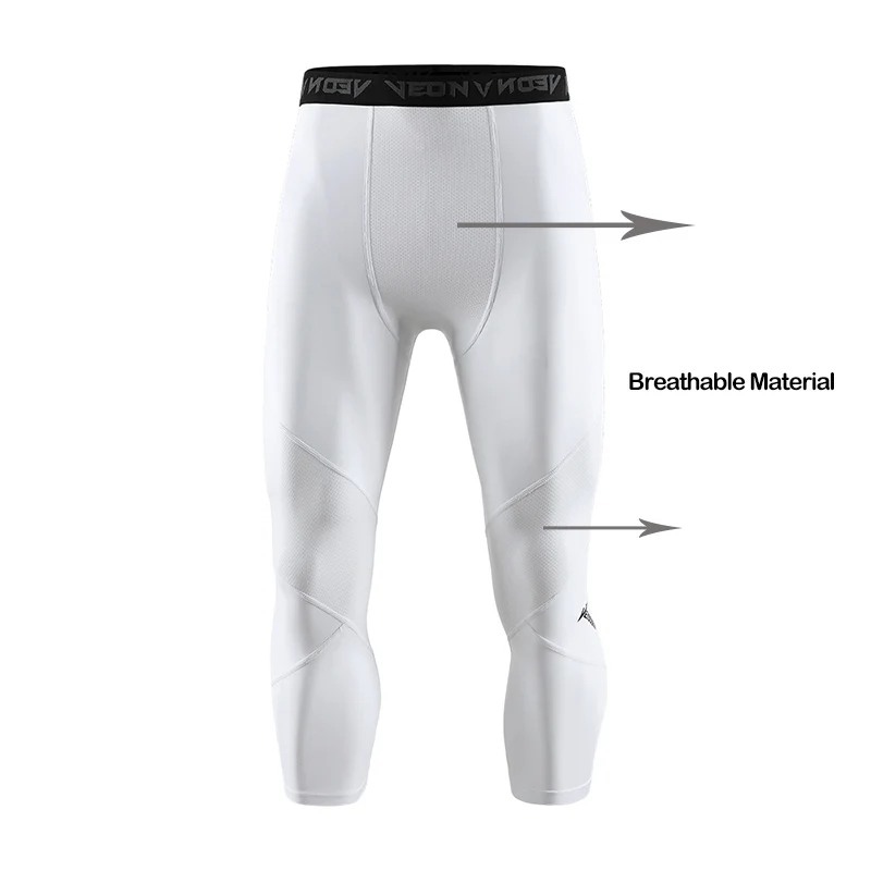 Soft 3/4 Compression Tights for Men Sportswear Quick Dry Training Leggings Gym Fitness Athletic Pants Sport Bottoms Running thumbnail 5