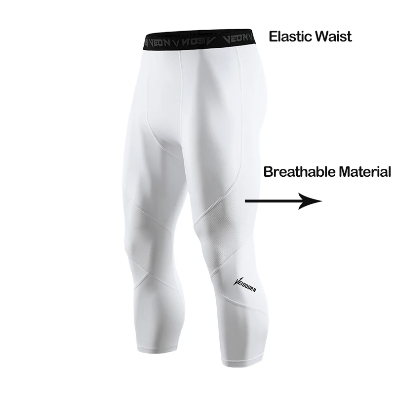 Soft 3/4 Compression Tights for Men Sportswear Quick Dry Training Leggings Gym Fitness Athletic Pants Sport Bottoms Running thumbnail 2
