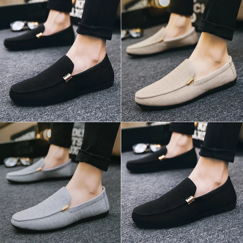Men Casual Shoes Canvas Slip On Fashion Loafers for Male Luxury Dress Driving Shoes Formal Wedding Party Flats Plus Size thumbnail 4