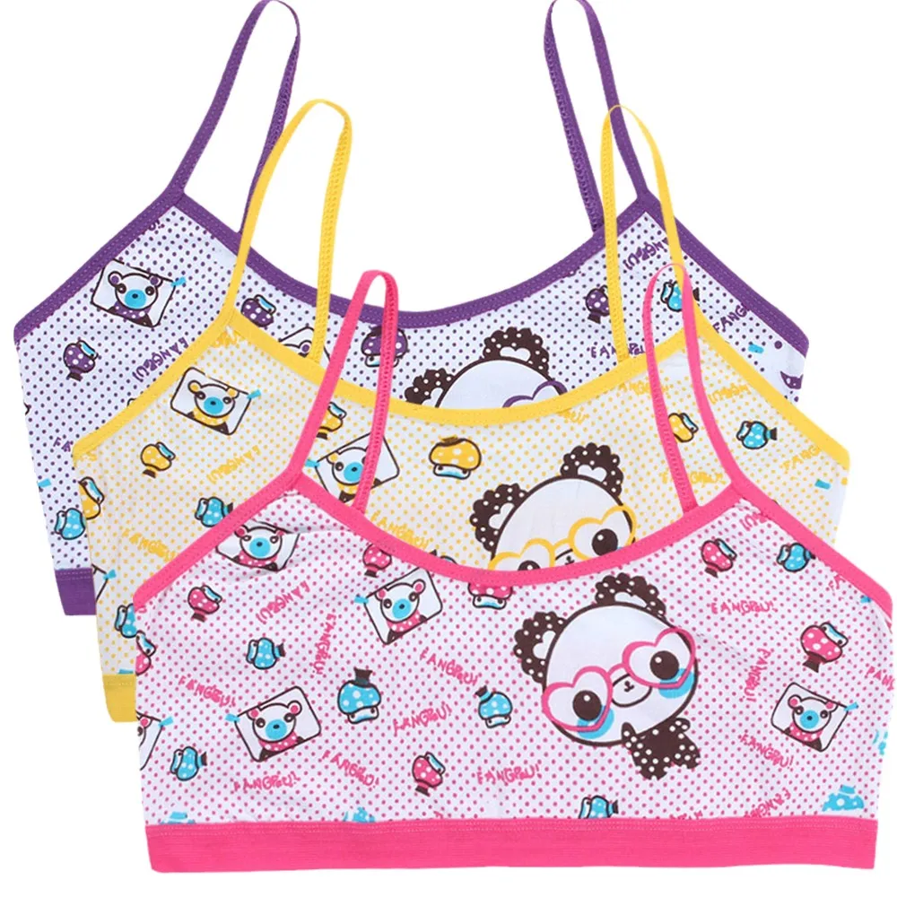 1/3pcs Hot Purbery Girls Vest Bras Cute Cartoon Teenage Young Children Seamless Underwear Tube Tops Students Sports Training Bra