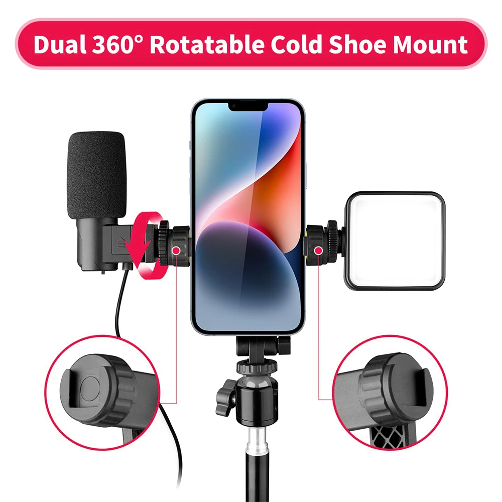 Camera Hot Shoe 360°Rotatable Phone Mount Holder Tripod With Cold Shoe For Mic Light Phone Clip For iPhone 12 Pro max Smartphone thumbnail 2