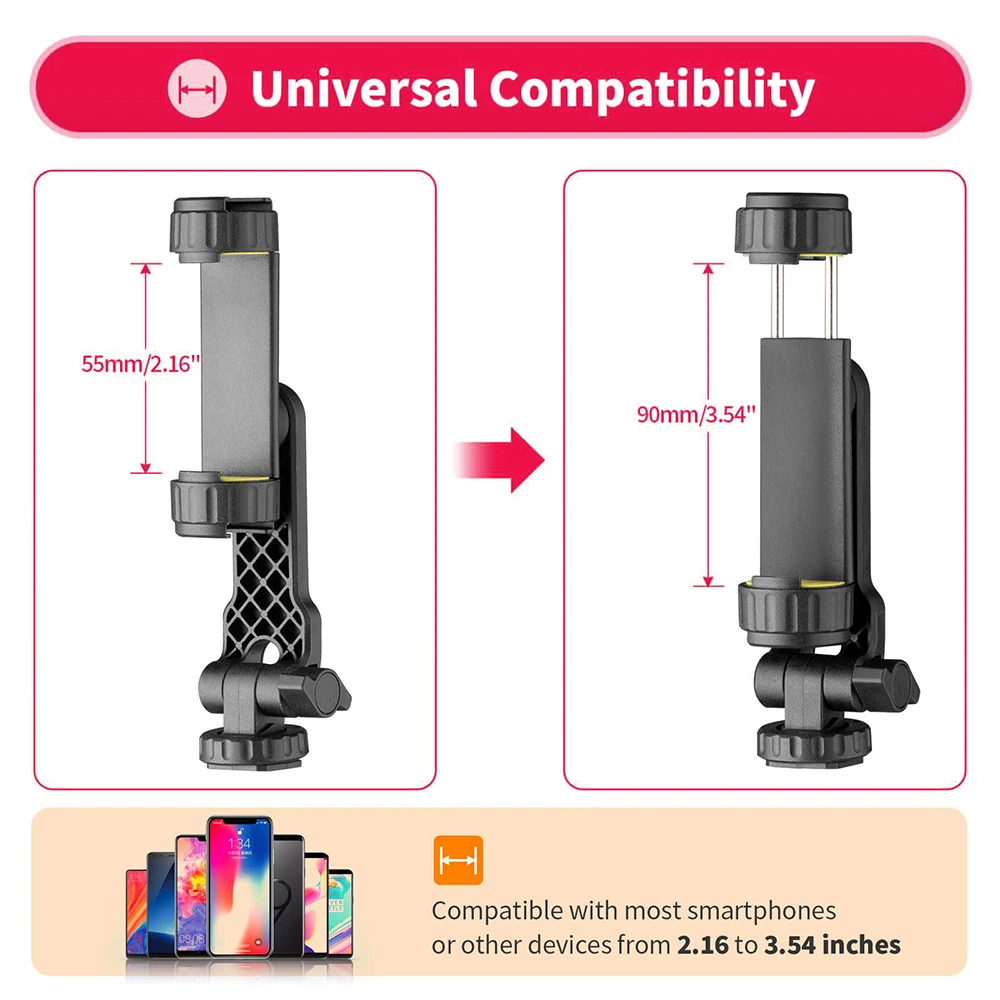 Camera Hot Shoe 360°Rotatable Phone Mount Holder Tripod With Cold Shoe For Mic Light Phone Clip For iPhone 12 Pro max Smartphone thumbnail 5