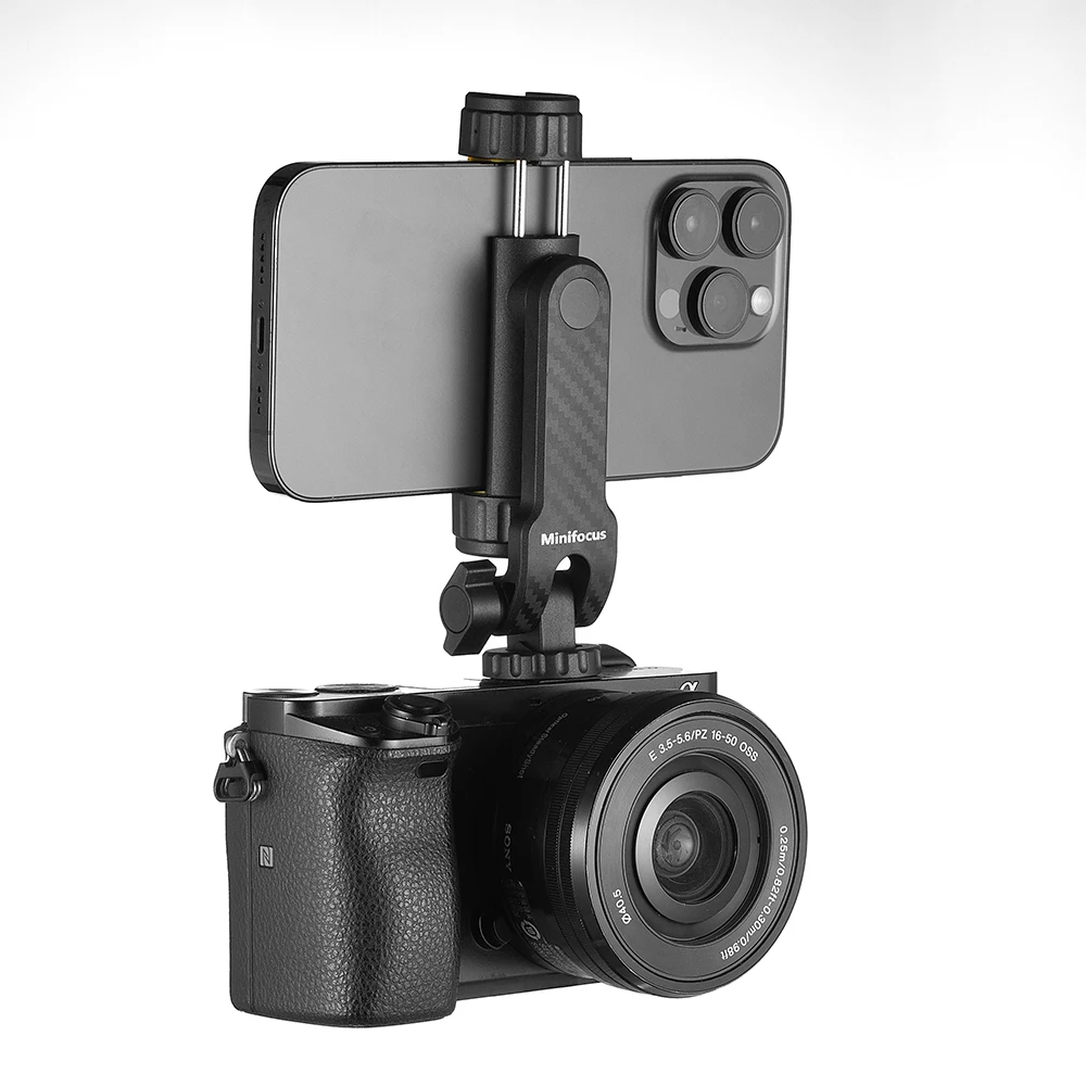 Camera Hot Shoe 360°Rotatable Phone Mount Holder Tripod With Cold Shoe For Mic Light Phone Clip For iPhone 12 Pro max Smartphone thumbnail 6