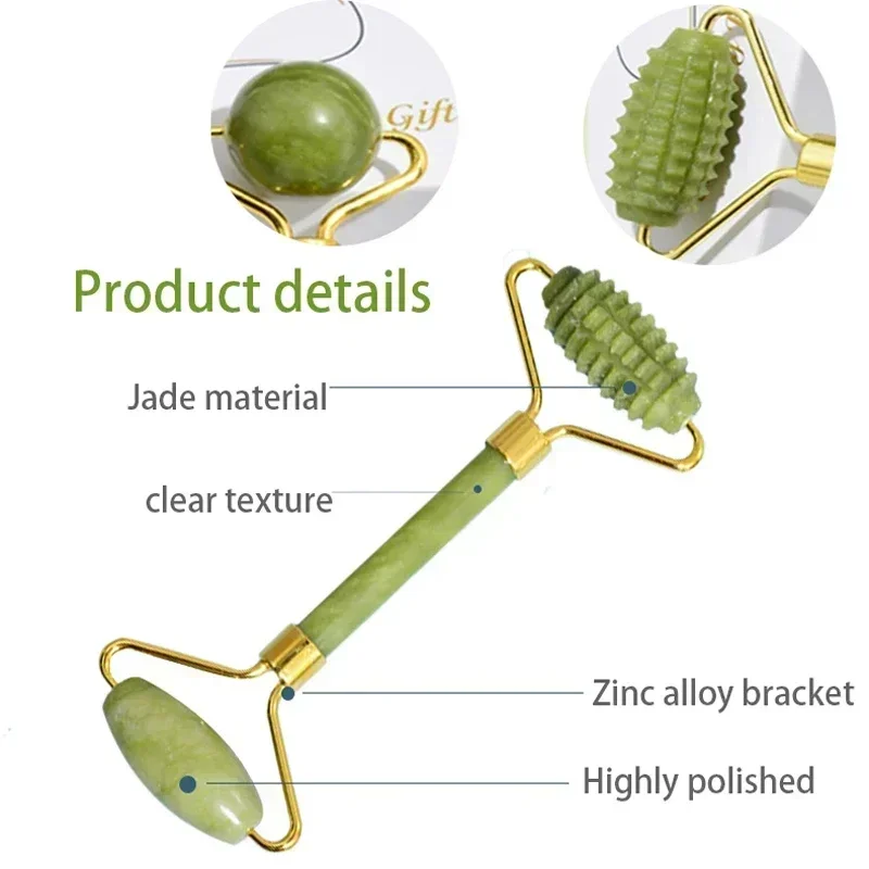 Natural Jade Roller Face Gua Sha Natural Stone Body Neck Massager Acupoint Eye Care Spa Massage Tools Massage Visage Lifting thumbnail 3
