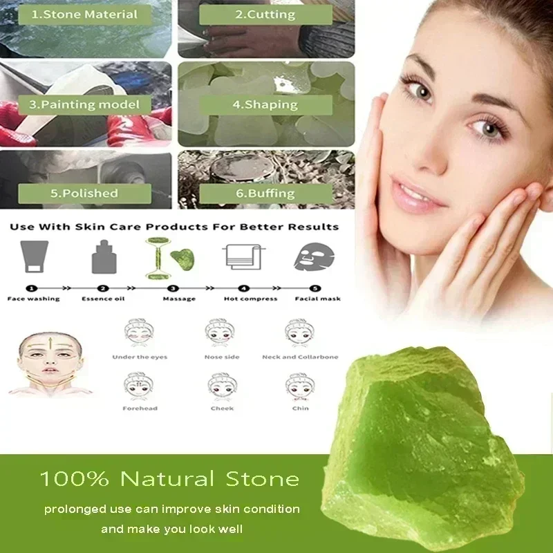 Natural Jade Roller Face Gua Sha Natural Stone Body Neck Massager Acupoint Eye Care Spa Massage Tools Massage Visage Lifting thumbnail 6