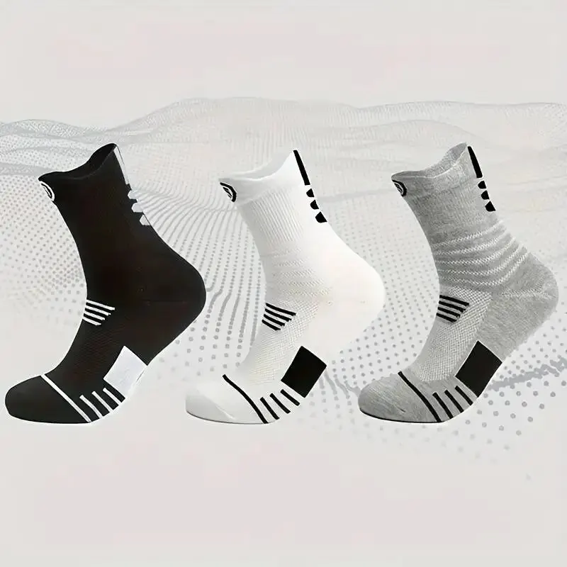 3 Pairs Men's Comfort Fit Cushion Performance Athletic Crew Socks For Outdoor Sports thumbnail 4