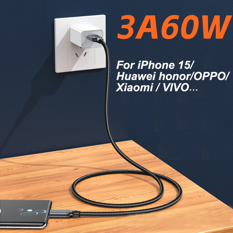 USB 3.2 3.1 Gen2 10Gbps USB-A to Type C Cable USB-C Data Transfer Cable QC 3.0 60W Fast Charging Cord For USB HUB SSD Box Wire thumbnail 5