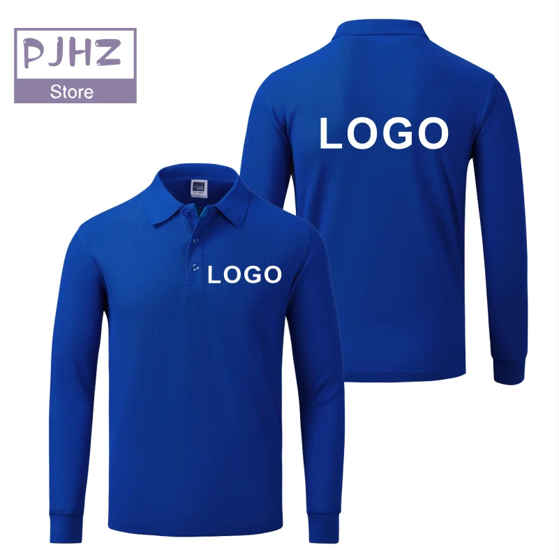 Breathable Cotton Long Sleeve Polo Shirts Personal Company Group Design Custom Logo Print Embroidery Casual Men And Women Tops thumbnail 5