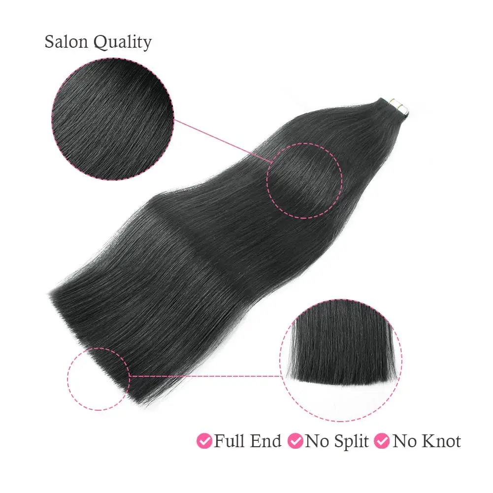 26 Inches Tape In Hair Extensions 100% Human Hair Adhesive Replaceable Seamless Skin Weft Tape 20/40pcs Straight Hair For Women thumbnail 4