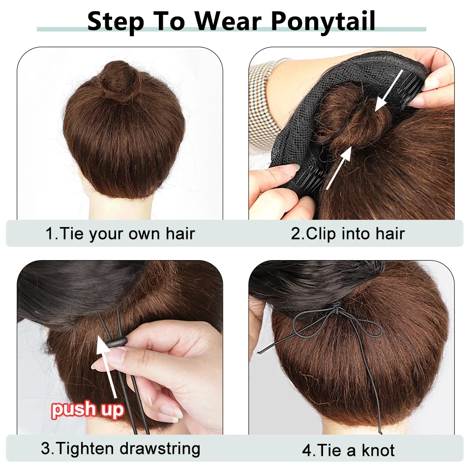 Vigorous Synthetic Long Body Wavy Drawstring Ponytail for Women Synthetic Wave Hair Extension Clip in Hairpiece Black Fake Hair thumbnail 5