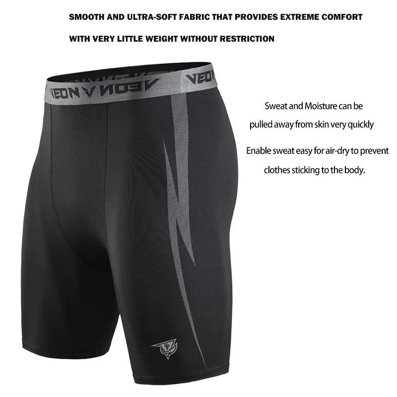 Black Compression Shorts Men Spandex Sport Shorts Athletic Workout Running Performance Baselayer Underwear thumbnail 4