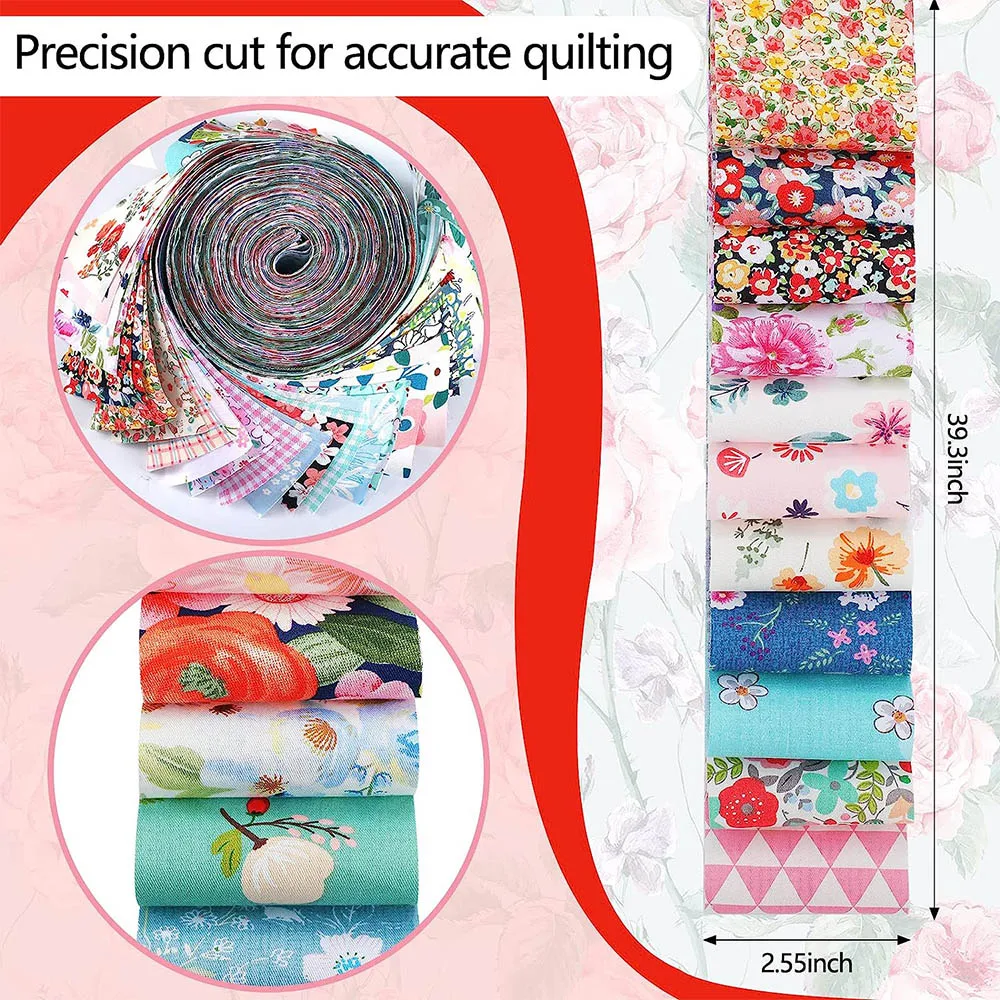 40Pcs Fabric Strips Quilting Jelly Rolls Patchwork Craft Cotton Quilting Strips Sewing Craft Fabric DIY Needlework Cloth thumbnail 2