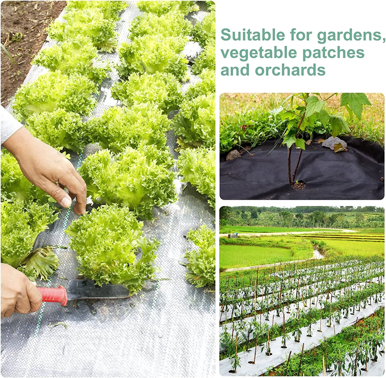 Garden Landscape Fabric Weed Barrier Heavy DutyDriveway Gardening Mat Polypropylene Ground Cover FlowerVegetable Raised Beds Law thumbnail 4