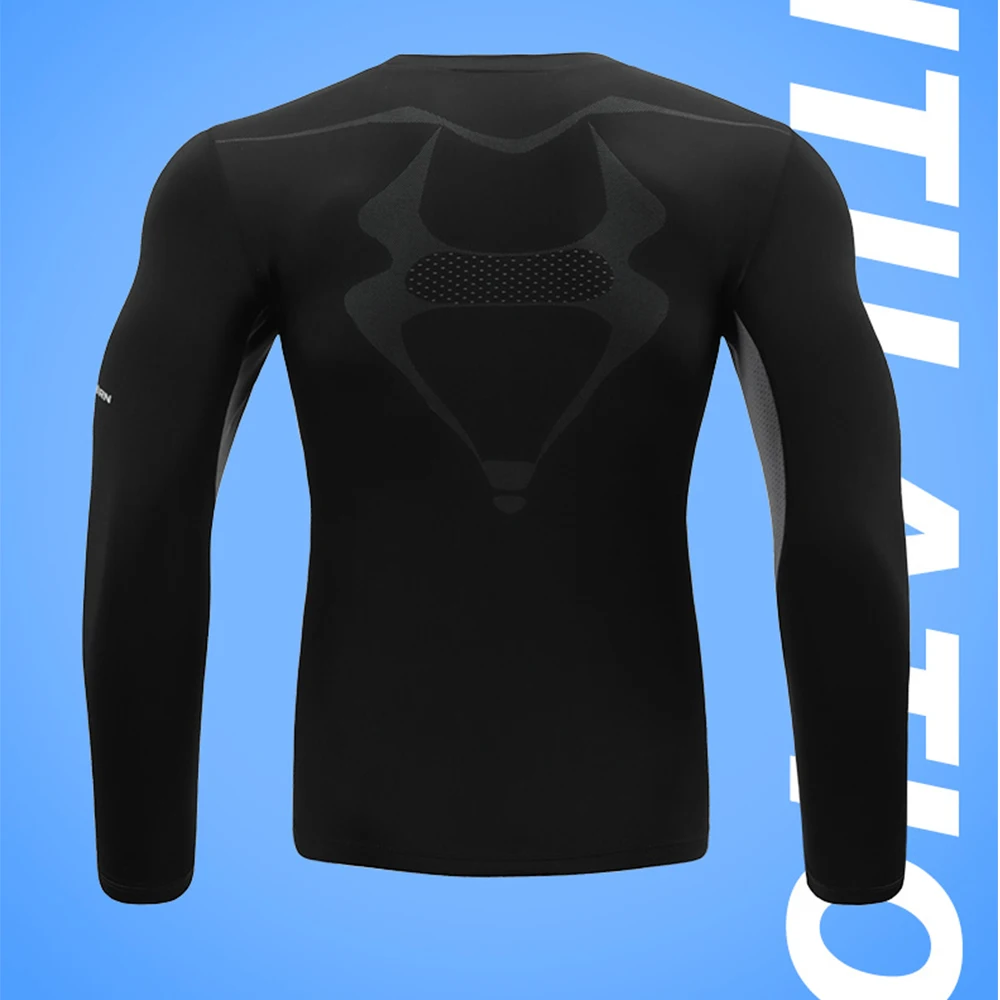 2024 Long Sleeve Compression Shirts for Men Round Neck Sportswear Training Tights Gym Fitness Athletic Workout Shirt thumbnail 2