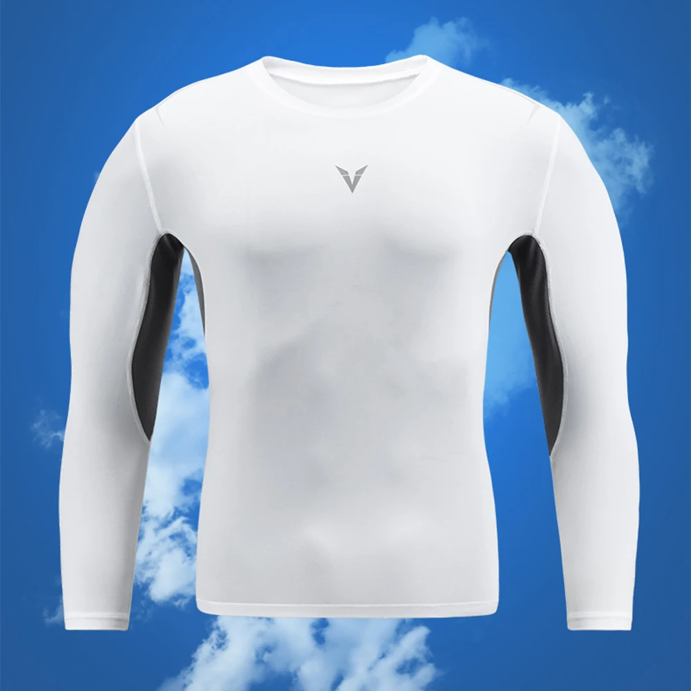 2024 Long Sleeve Compression Shirts for Men Round Neck Sportswear Training Tights Gym Fitness Athletic Workout Shirt thumbnail 3