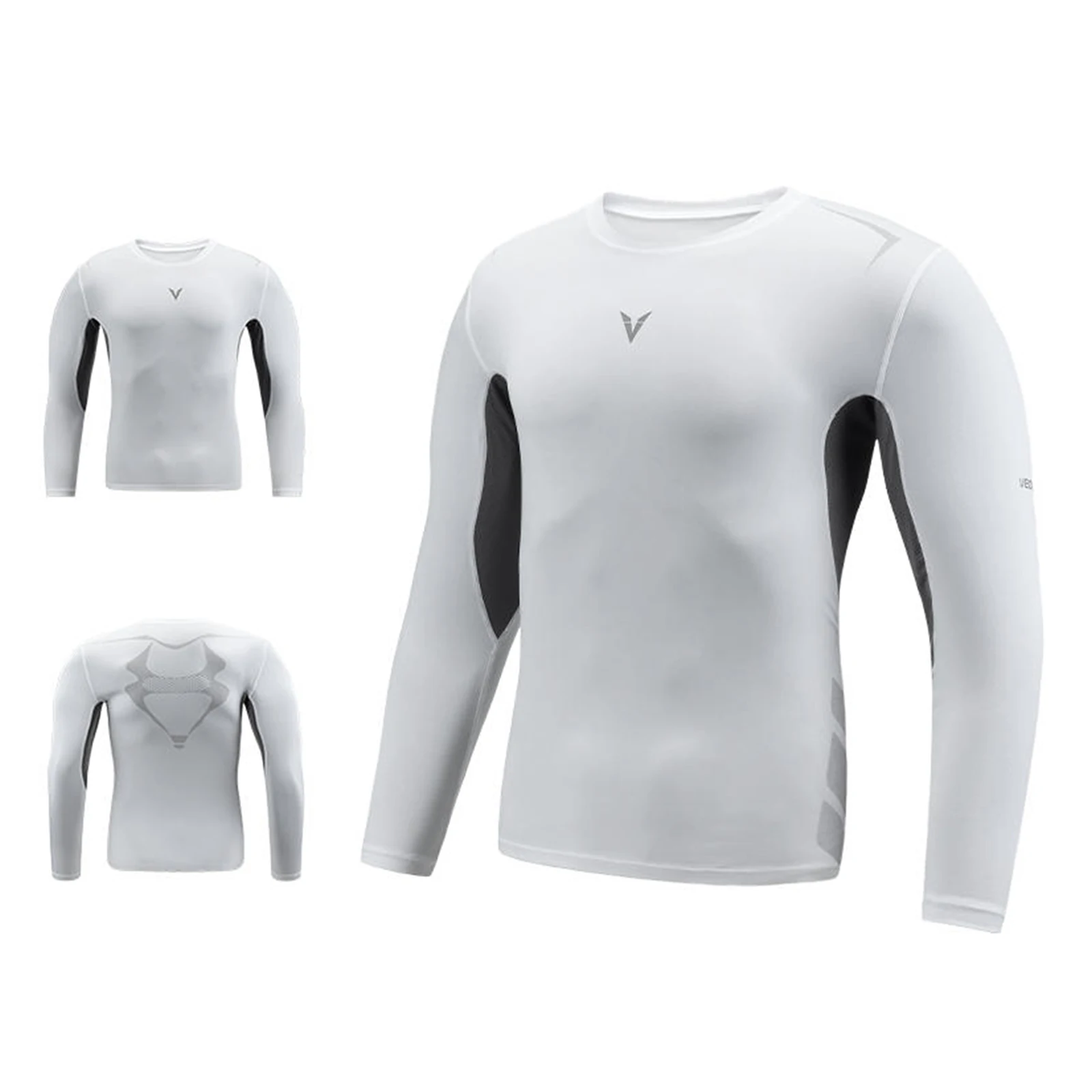 2024 Long Sleeve Compression Shirts for Men Round Neck Sportswear Training Tights Gym Fitness Athletic Workout Shirt thumbnail 4
