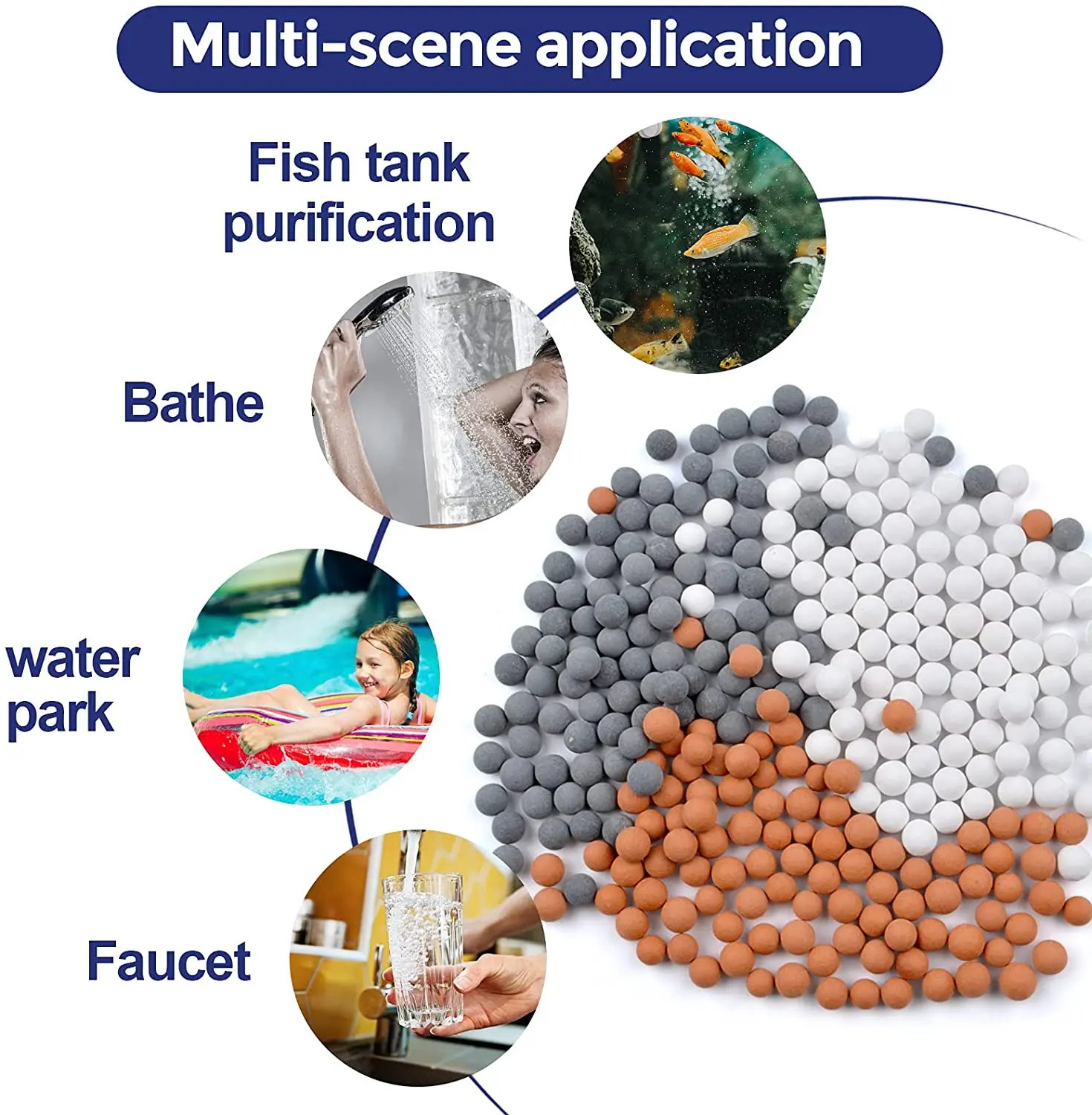 Replacement Filter Stone for Shower Head Energy Anion Mineral Negative Ions Ceramic Balls Bathroom Water Purification Stones thumbnail 3