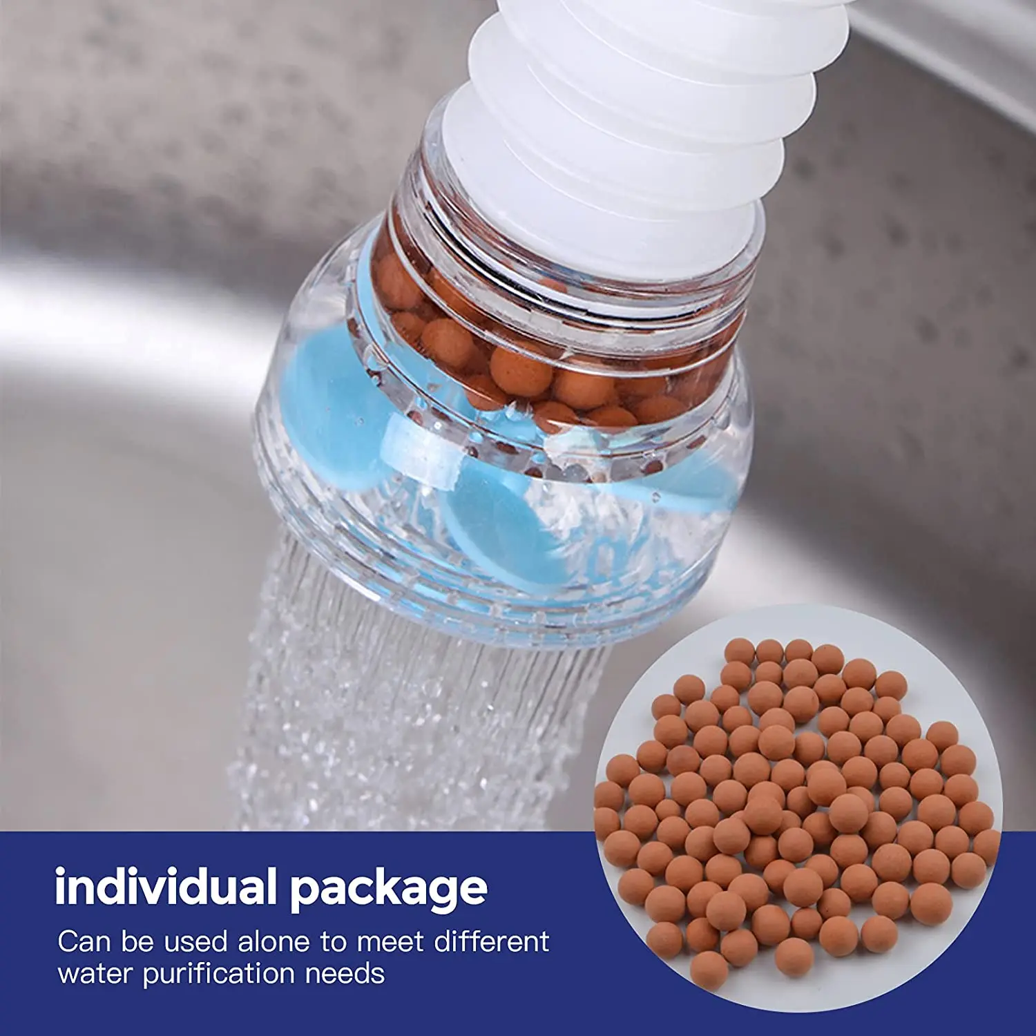 Replacement Filter Stone for Shower Head Energy Anion Mineral Negative Ions Ceramic Balls Bathroom Water Purification Stones thumbnail 6